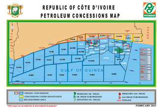 Carte de concession pétrolière février 2023
